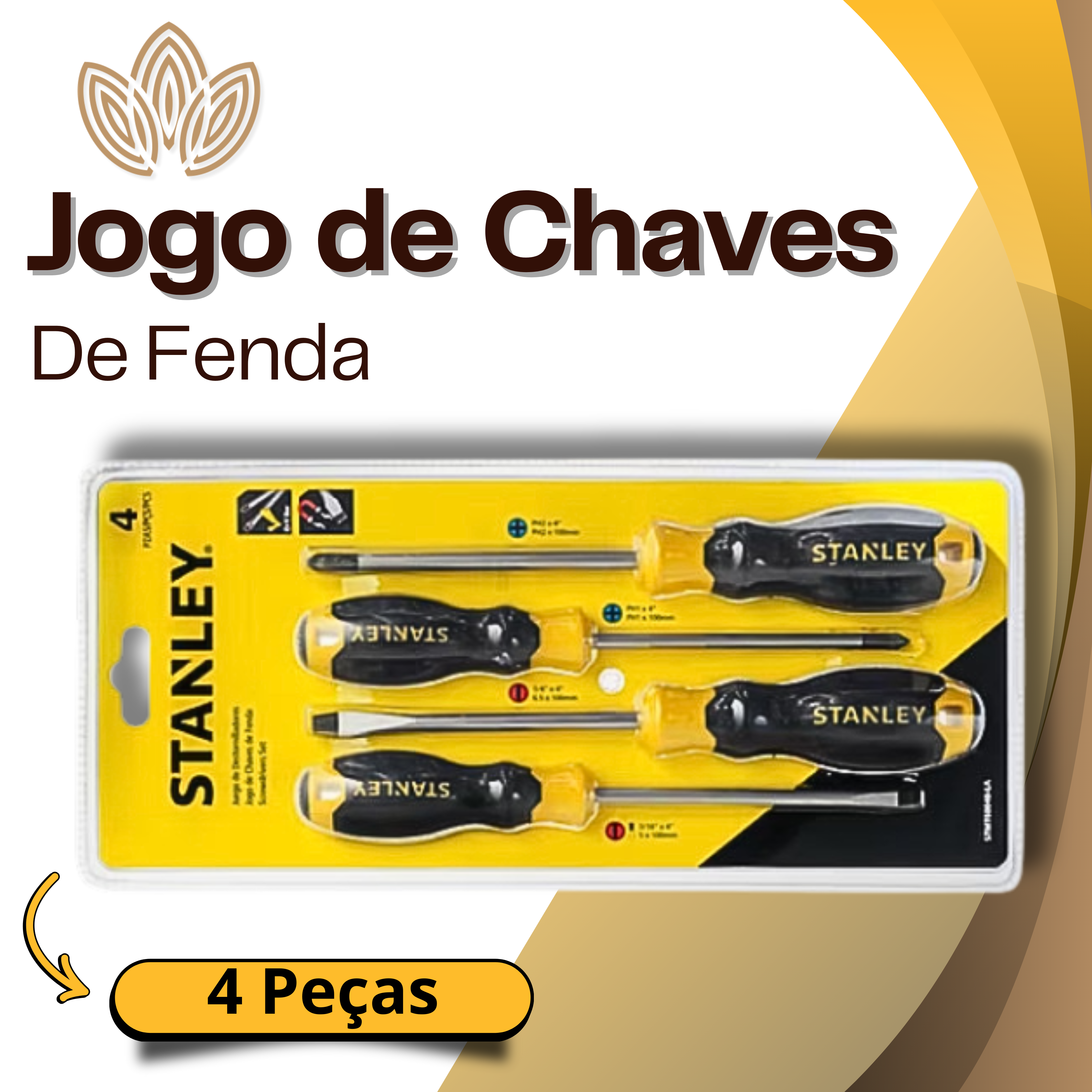 JOGO DE CHAVES DE FENDA 4 PEÇAS