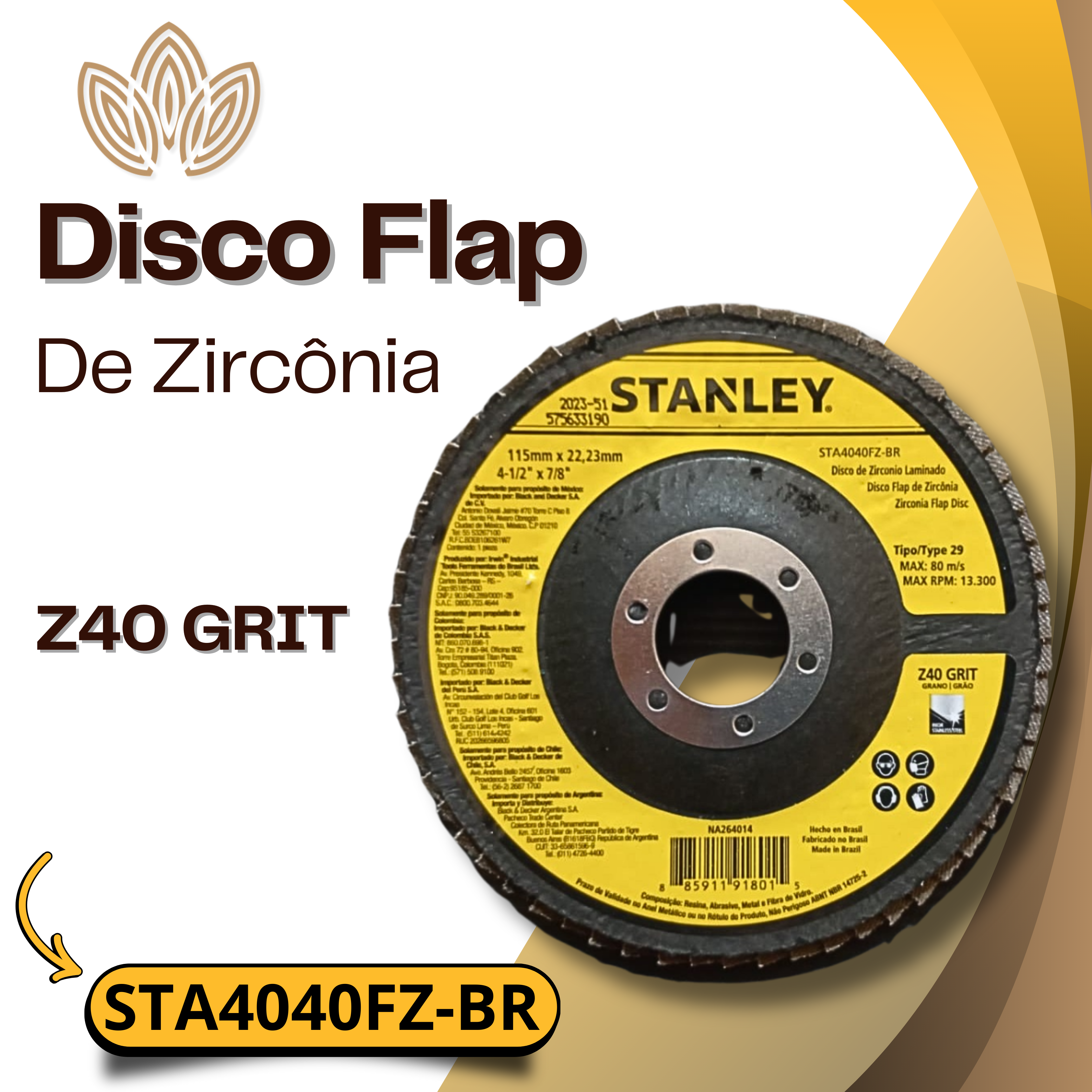 DICO FLAP DE ZIRCÔNIA STA4040FZ-BR