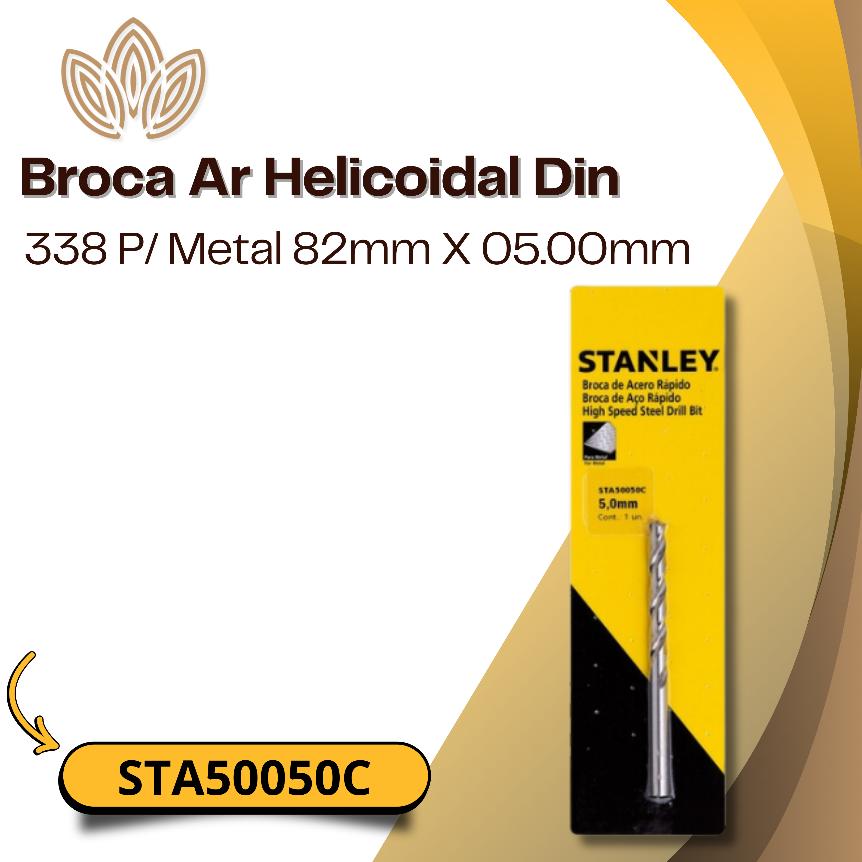 Broca Ar Helicoidal Din 338 P/ Metal 82mm X 05.00mm STA50050C