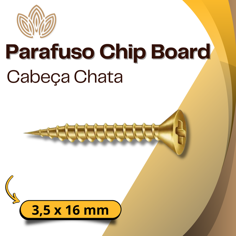 Parafuso Chip Board Cabeça Chata 3,5 x 16 mm