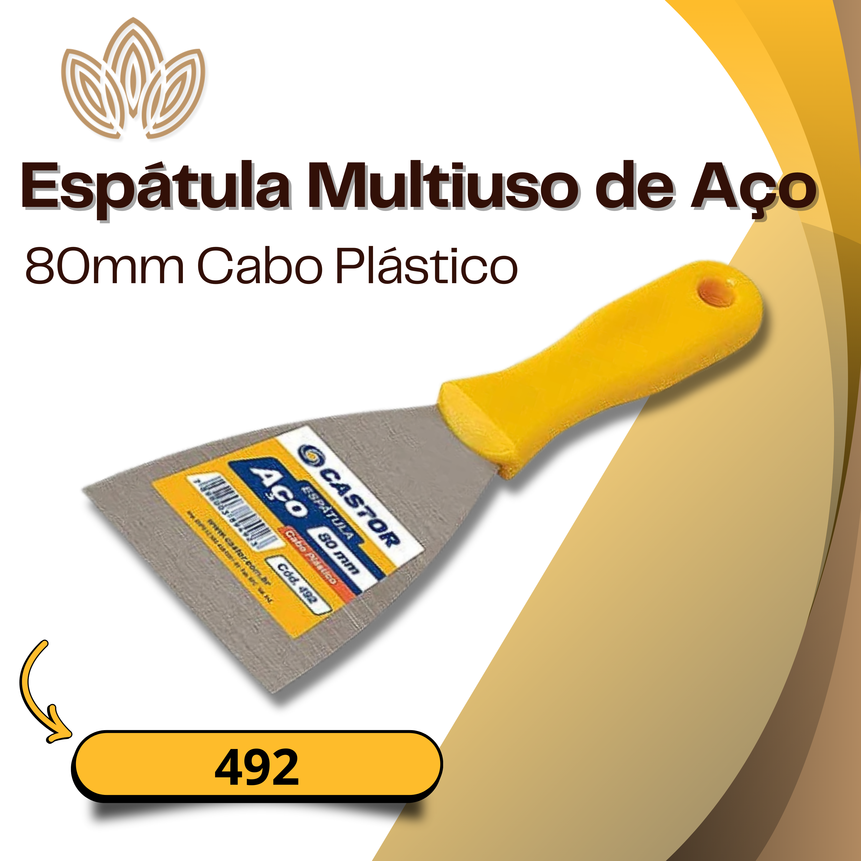 Espátula Multiuso de Aço 80mm Cabo Plástico
